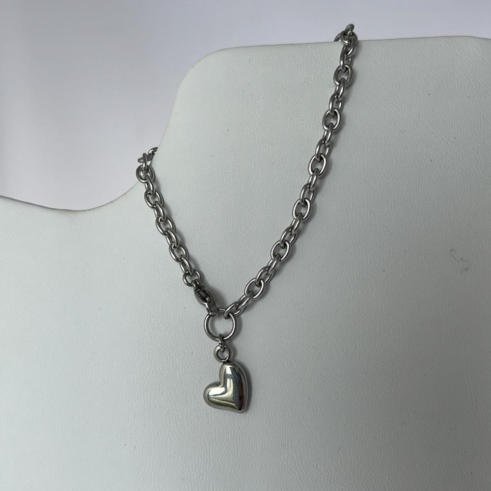 𝅺Layering Bracelet Stainless Steel with Puff Heart